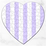 Vertical Stripes - White and Pale Lavender Violet Jigsaw Puzzle (Heart)