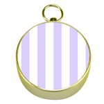 Vertical Stripes - White and Pale Lavender Violet Gold Compass