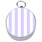 Vertical Stripes - White and Pale Lavender Violet Silver Compass