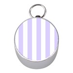 Vertical Stripes - White and Pale Lavender Violet Silver Compass (Mini)