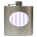 Vertical Stripes - White and Pale Lavender Violet Hip Flask (6 oz)