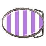 Vertical Stripes - White and Lavender Violet Belt Buckle