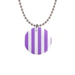Vertical Stripes - White and Lavender Violet 1  Button Necklace