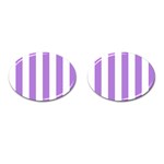 Vertical Stripes - White and Lavender Violet Cufflinks (Oval)
