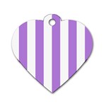 Vertical Stripes - White and Lavender Violet Dog Tag Heart (One Side)