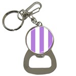 Vertical Stripes - White and Lavender Violet Bottle Opener Key Chain