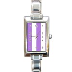 Vertical Stripes - White and Lavender Violet Rectangle Italian Charm Watch