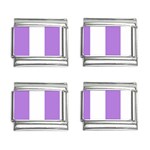 Vertical Stripes - White and Lavender Violet 9mm Italian Charm (4 pack)