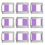 Vertical Stripes - White and Lavender Violet 9mm Italian Charm (9 pack)