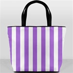 Vertical Stripes - White and Lavender Violet Bucket Bag