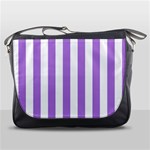 Vertical Stripes - White and Lavender Violet Messenger Bag