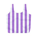 Vertical Stripes - White and Lavender Violet Full Print Recycle Bag (M)