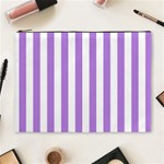Vertical Stripes - White and Lavender Violet Cosmetic Bag (XL)