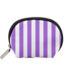 Vertical Stripes - White and Lavender Violet Accessory Pouch (Small)