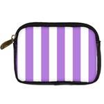 Vertical Stripes - White and Lavender Violet Digital Camera Leather Case