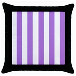Vertical Stripes - White and Lavender Violet Throw Pillow Case (Black)