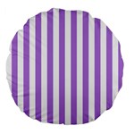 Vertical Stripes - White and Lavender Violet Large 18  Premium Flano Round Cushion