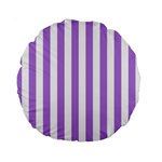 Vertical Stripes - White and Lavender Violet Standard 15  Premium Round Cushion