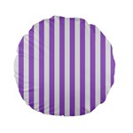 Vertical Stripes - White and Lavender Violet Standard 15  Premium Flano Round Cushion