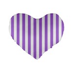 Vertical Stripes - White and Lavender Violet Standard 16  Premium Flano Heart Shape Cushion