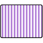 Vertical Stripes - White and Lavender Violet Fleece Blanket (Medium) (One Side)