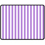 Vertical Stripes - White and Lavender Violet Double Sided Fleece Blanket (Medium) (Two Sides)