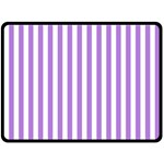 Vertical Stripes - White and Lavender Violet Double Sided Fleece Blanket (Large) (Two Sides)