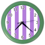 Vertical Stripes - White and Lavender Violet Color Wall Clock