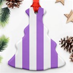 Vertical Stripes - White and Lavender Violet Christmas Tree Ornament (Two Sides)