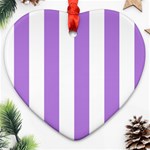 Vertical Stripes - White and Lavender Violet Ornament (Heart)