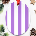 Vertical Stripes - White and Lavender Violet Ornament (Oval)