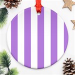 Vertical Stripes - White and Lavender Violet Round Ornament (Two Sides)