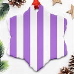 Vertical Stripes - White and Lavender Violet Snowflake Ornament (Two Sides)