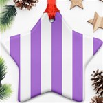 Vertical Stripes - White and Lavender Violet Ornament (Star)