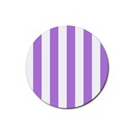 Vertical Stripes - White and Lavender Violet Rubber Coaster (Round)