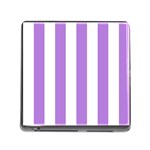 Vertical Stripes - White and Lavender Violet Memory Card Reader (Square)