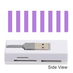 Vertical Stripes - White and Lavender Violet Memory Card Reader (Stick)