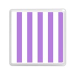 Vertical Stripes - White and Lavender Violet Memory Card Reader with Storage (Square)