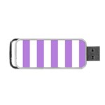 Vertical Stripes - White and Lavender Violet Portable USB Flash (One Side)