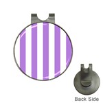 Vertical Stripes - White and Lavender Violet Golf Ball Marker Hat Clip