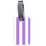 Vertical Stripes - White and Lavender Violet Luggage Tag (Two Sides)