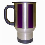 Vertical Stripes - White and Lavender Violet Travel Mug (Silver Gray)
