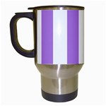 Vertical Stripes - White and Lavender Violet Travel Mug (White)