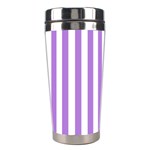 Vertical Stripes - White and Lavender Violet Stainless Steel Travel Tumbler