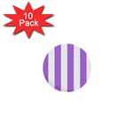 Vertical Stripes - White and Lavender Violet 1  Mini Button (10 pack)