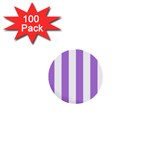 Vertical Stripes - White and Lavender Violet 1  Mini Button (100 pack)