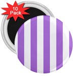 Vertical Stripes - White and Lavender Violet 3  Magnet (10 pack)