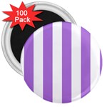 Vertical Stripes - White and Lavender Violet 3  Magnet (100 pack)