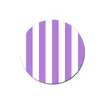 Vertical Stripes - White and Lavender Violet Magnet 3  (Round)