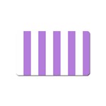 Vertical Stripes - White and Lavender Violet Magnet (Name Card)